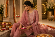Elegant Indian festive ethnic wear styled for a traditional celebration