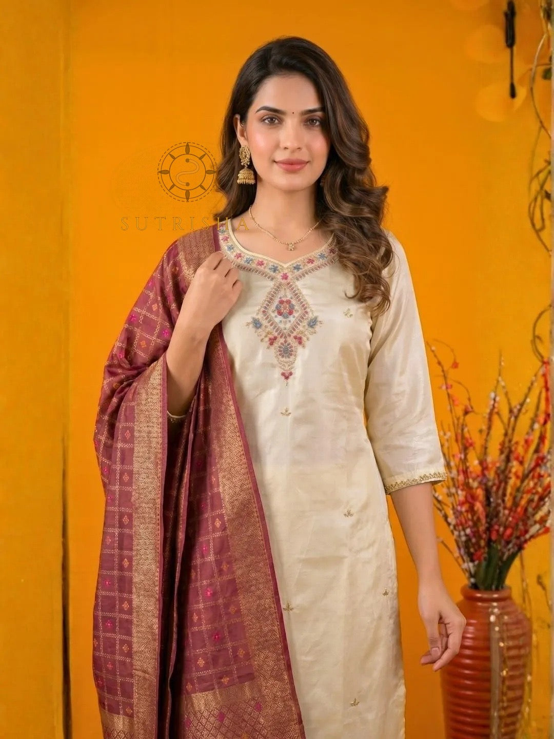 Simmar Silk Handwork Kurta Set with Banarasi Dupatta