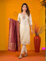 Simmar Silk Handwork Kurta Set with Banarasi Dupatta