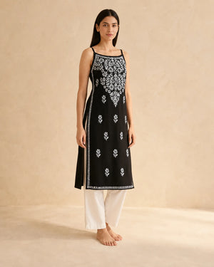 Black Chikankari Short Kurti