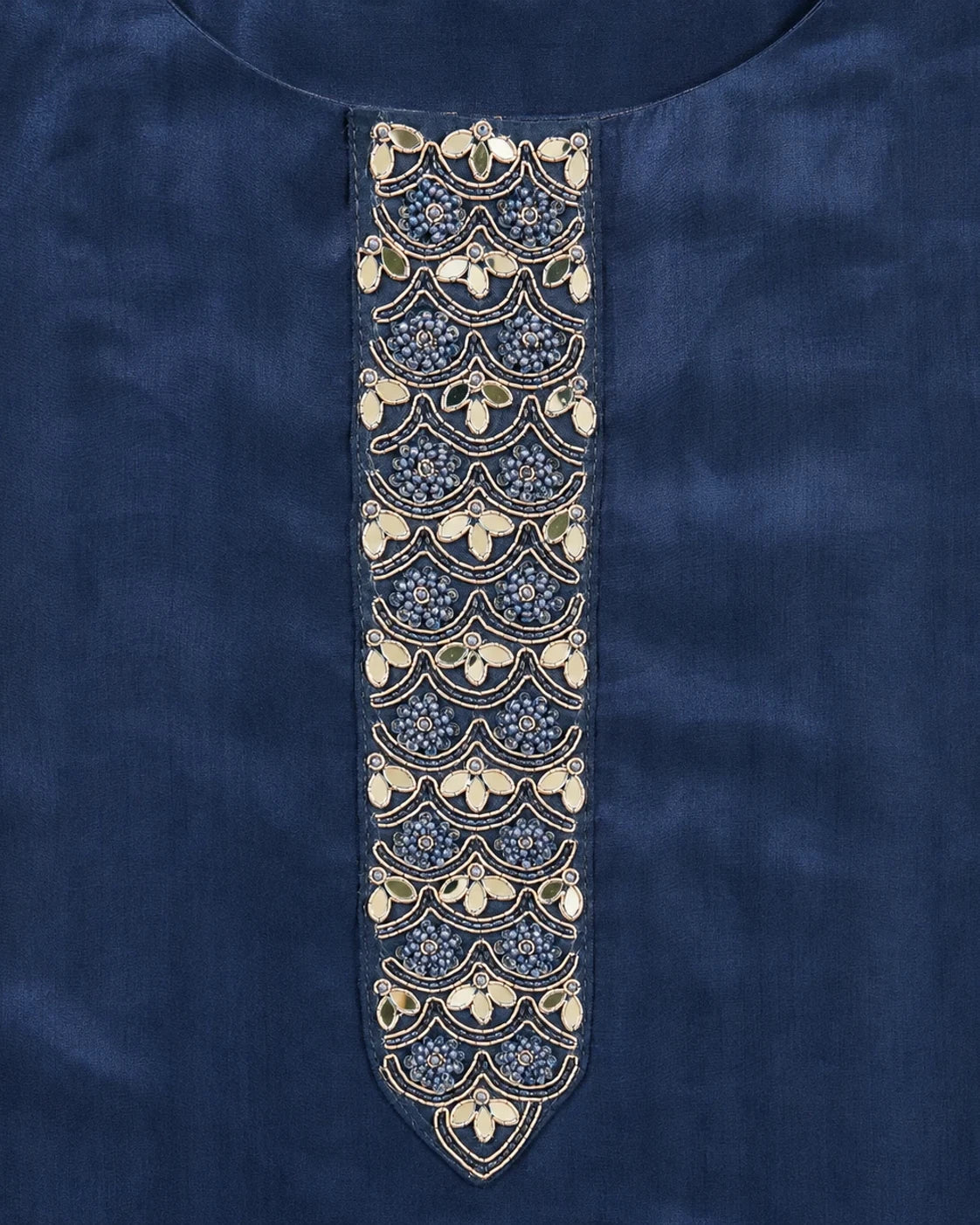 Navy Blue Embroidered Suit Set with Dupatta