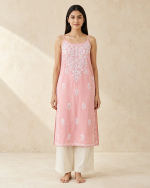 Pink Chikankari Short Kurti