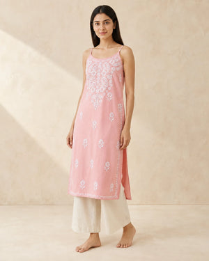 Pink Chikankari Short Kurti