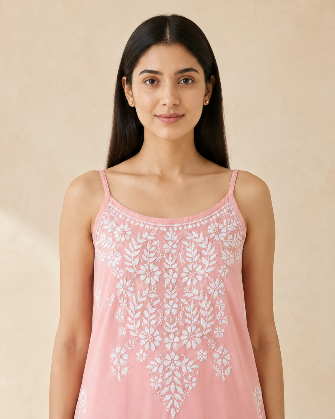 Pink Chikankari Short Kurti