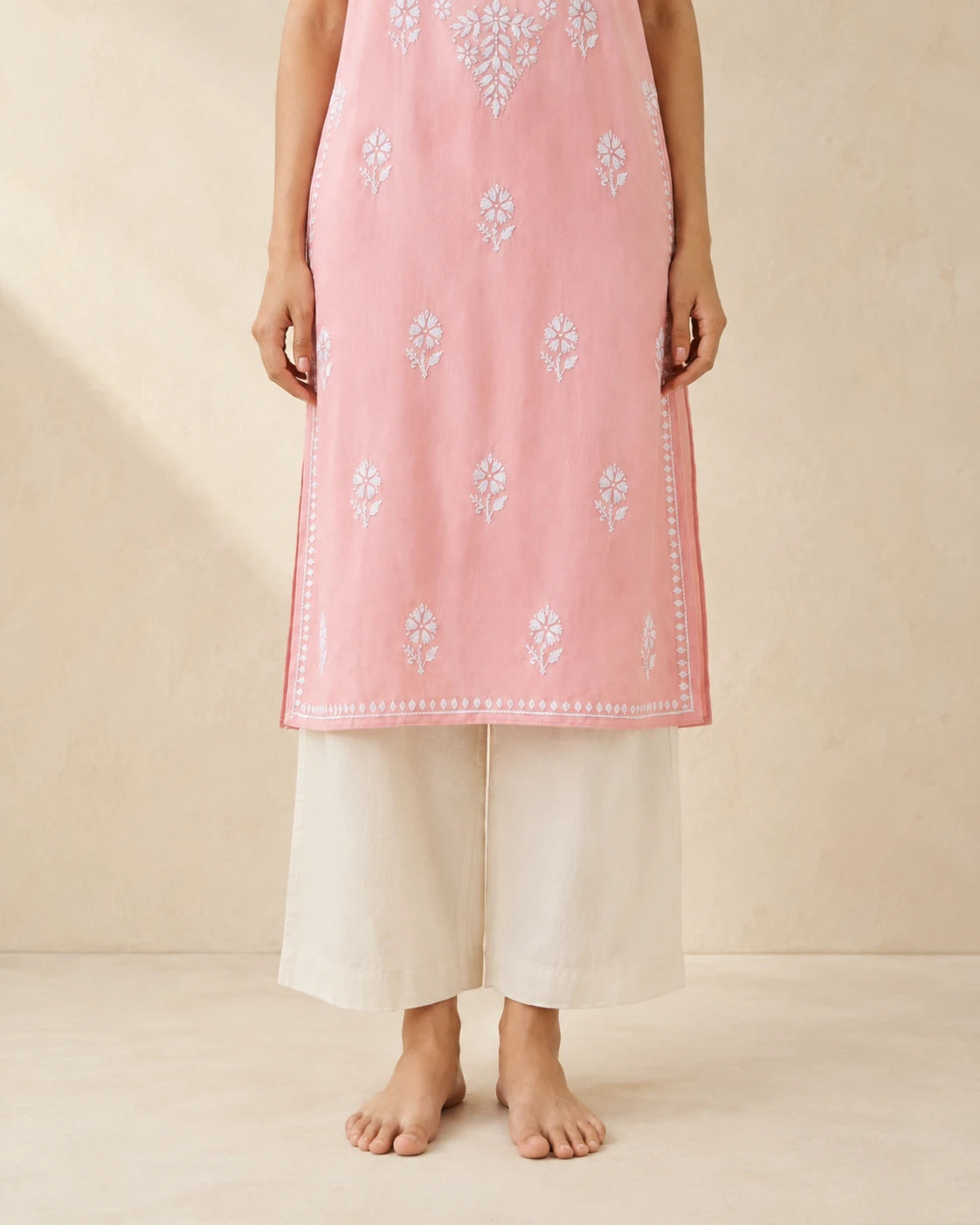 Pink Chikankari Short Kurti