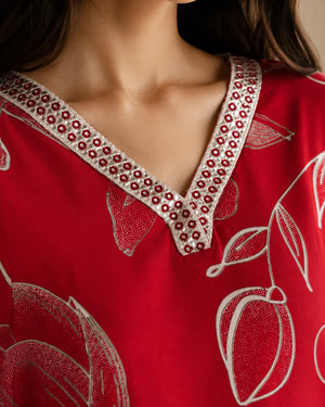 Pink Viscose Chikankari Long Kurti