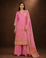 Pink Embroidered Suit Set with Dupatta