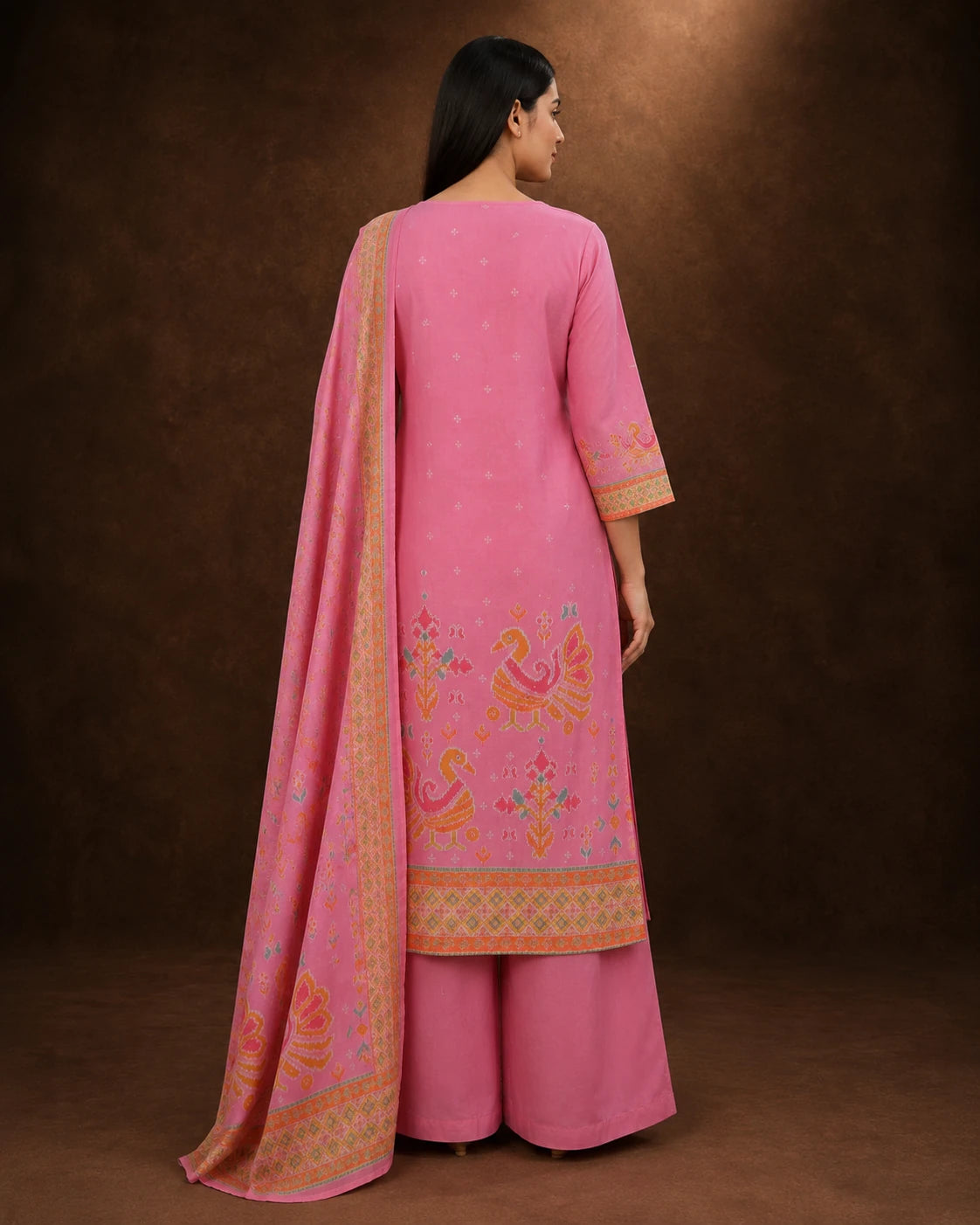 Pink Embroidered Suit Set with Dupatta