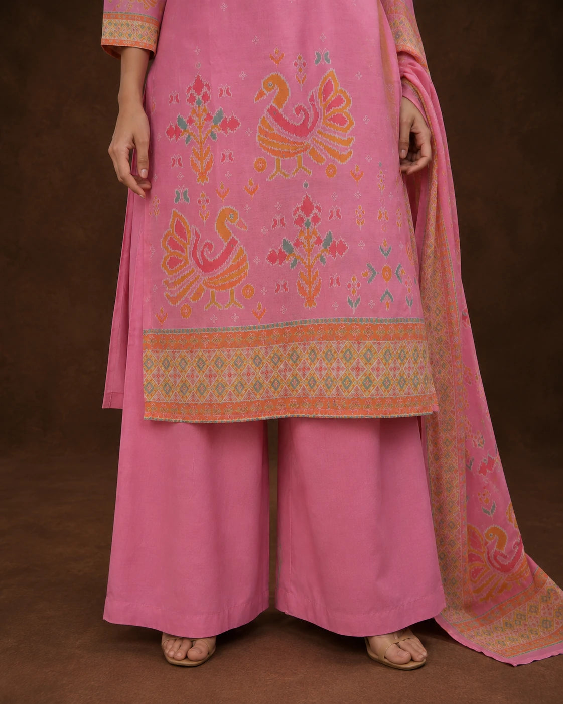 Pink Embroidered Suit Set with Dupatta