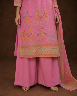 Pink Embroidered Suit Set with Dupatta