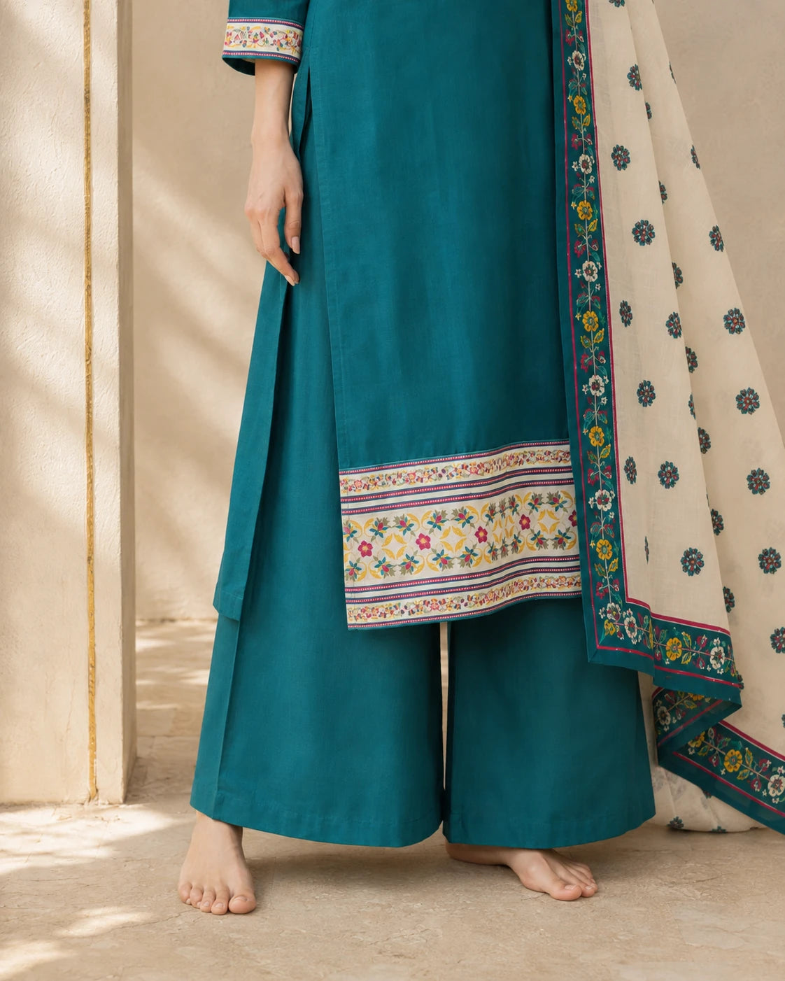 Turkish Green Embroidered Suit Set with Dupatta