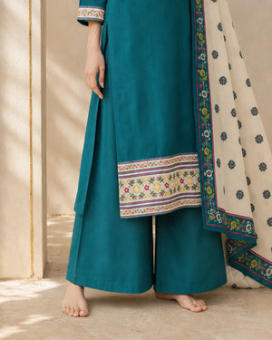 Turkish Green Embroidered Suit Set with Dupatta