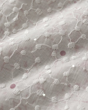 Off White Schiffli Embroidered Cotton Suit Set